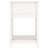 Planter with Shelf White 54x54x81 cm Solid Wood Pine - Rear View