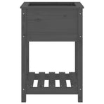Planter with Shelf Grey 54x54x81 cm Solid Wood Pine