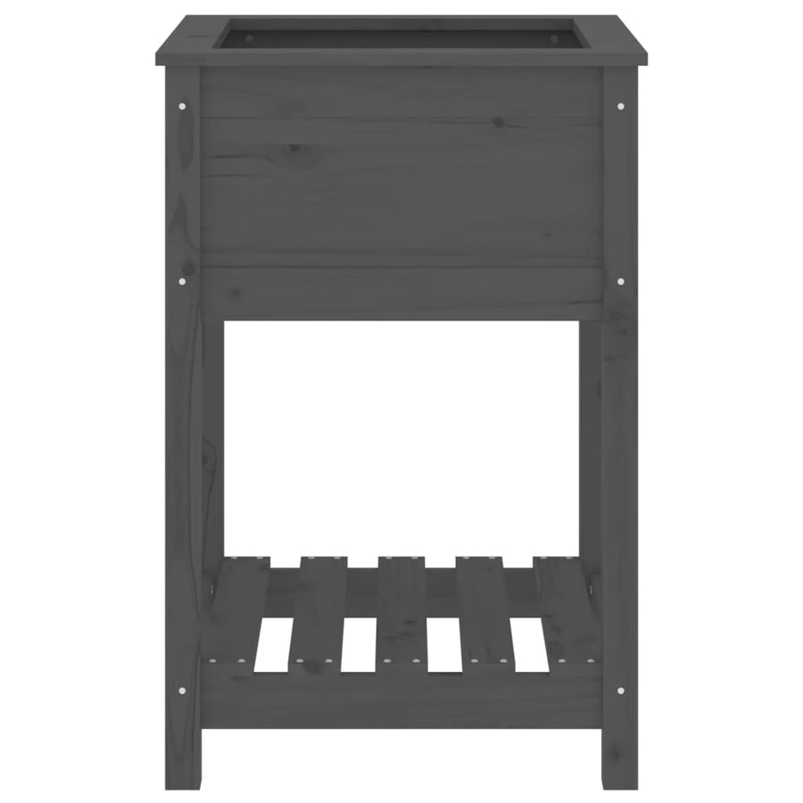 Planter with Shelf Grey 54x54x81 cm Solid Wood Pine