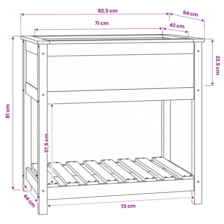 Planter with Shelf 82.5x54x81 cm Solid Wood Pine