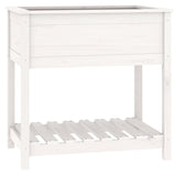 Planter with Shelf White 82.5x54x81 cm Solid Wood Pine - Front View