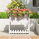 Planter with Shelf White 82.5x54x81 cm Solid Wood Pine - Side View