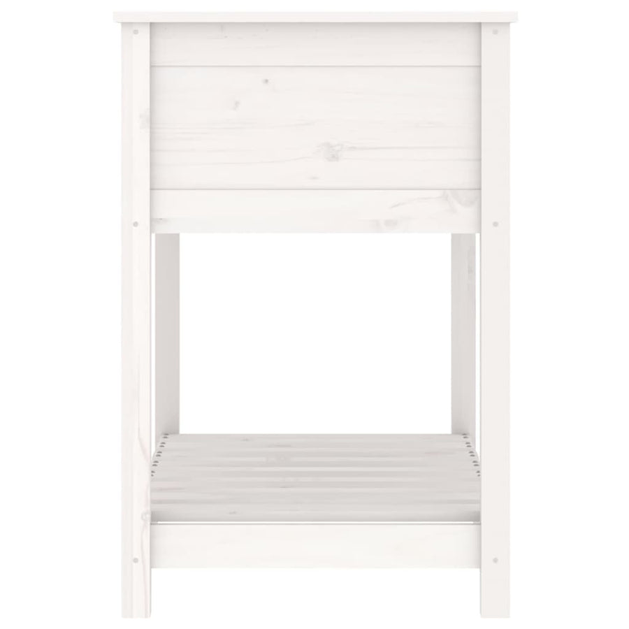 Planter with Shelf White 82.5x54x81 cm Solid Wood Pine