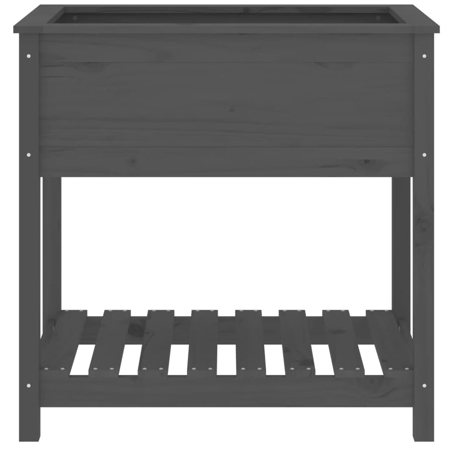 Planter with Shelf Grey 82.5x54x81 cm Solid Wood Pine