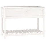 Planter with Shelf White 111.5x54x81 cm Solid Wood Pine - Front View