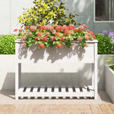 Planter with Shelf White 111.5x54x81 cm Solid Wood Pine - Side View