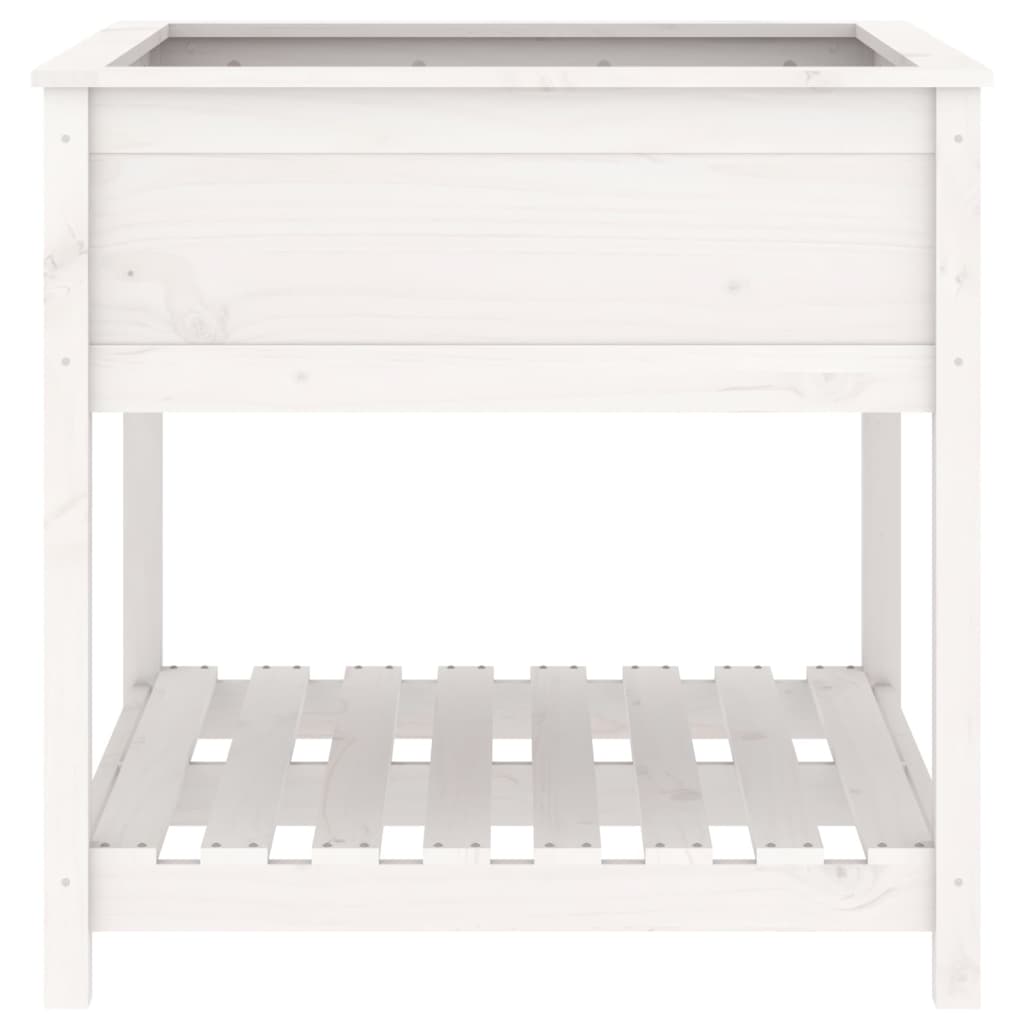 Planter with Shelf White 82.5x82.5x81 cm Solid Wood Pine