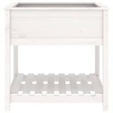 Planter with Shelf White 82.5x82.5x81 cm Solid Wood Pine - 45-Degree Angle