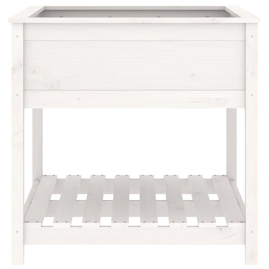 Planter with Shelf White 82.5x82.5x81 cm Solid Wood Pine
