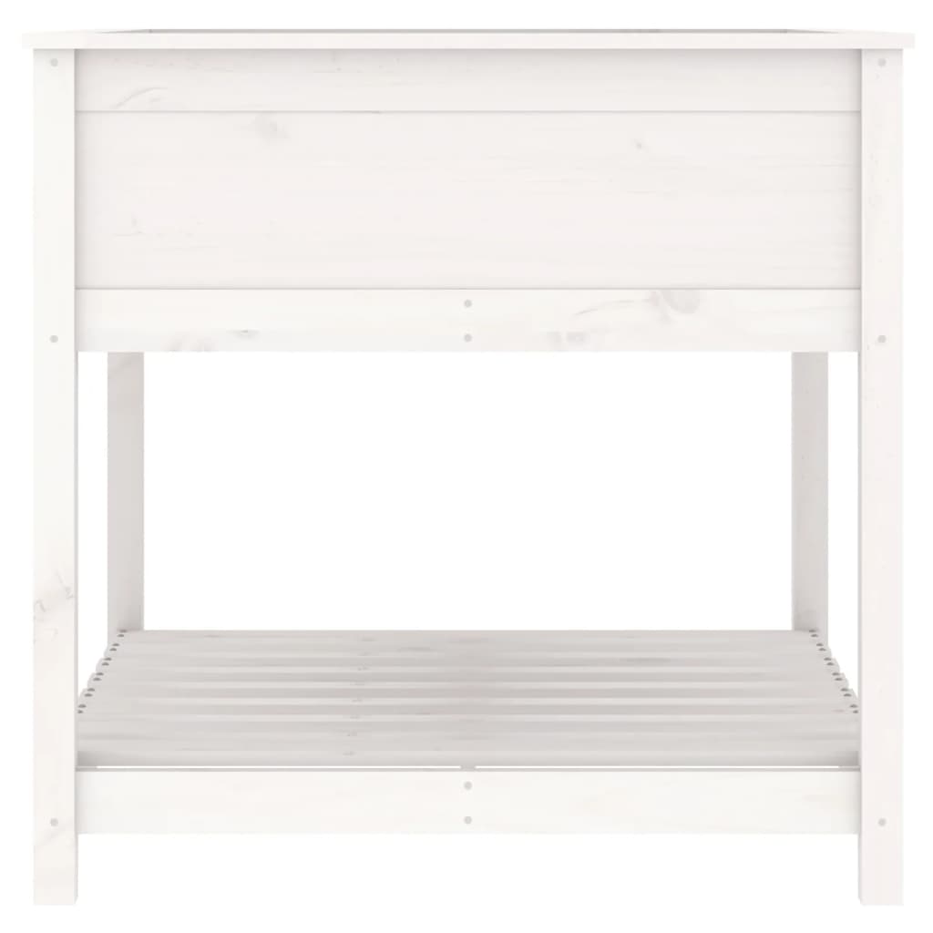 Planter with Shelf White 82.5x82.5x81 cm Solid Wood Pine