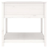 Planter with Shelf White 82.5x82.5x81 cm Solid Wood Pine - Rear View