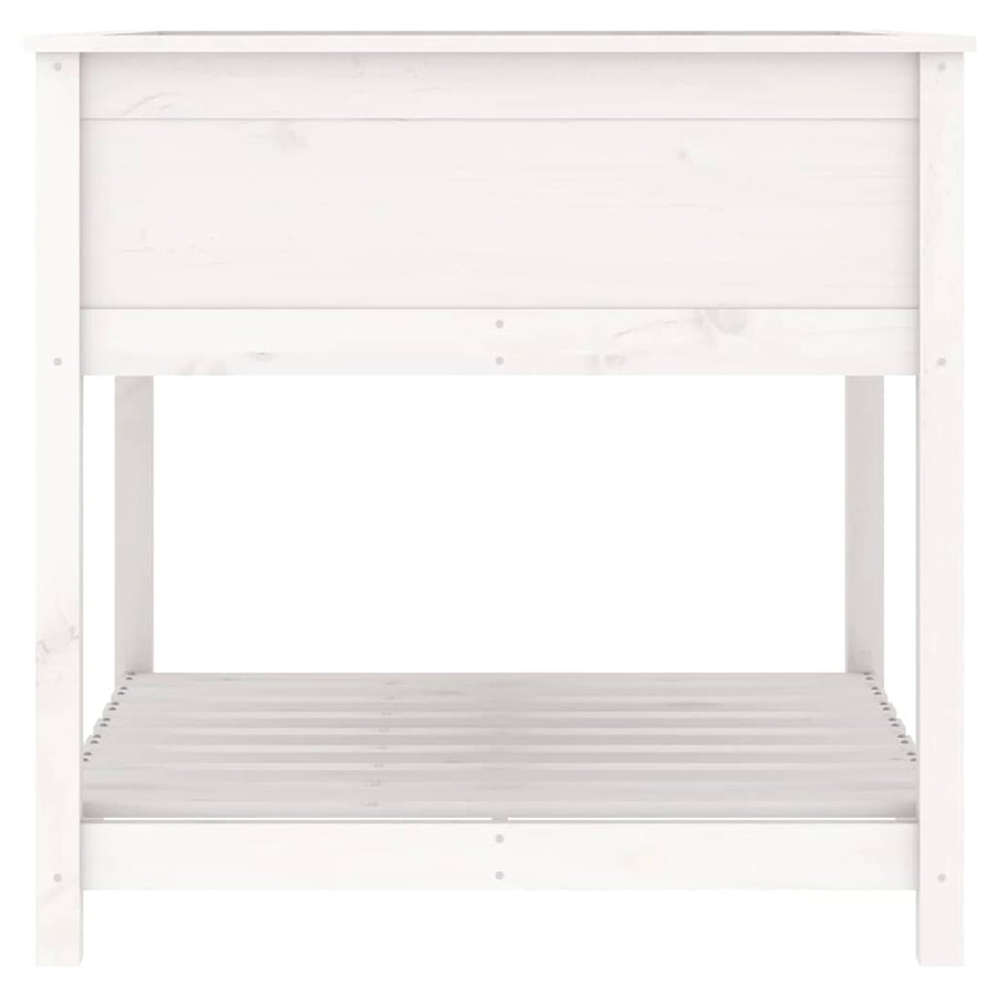 Planter with Shelf White 82.5x82.5x81 cm Solid Wood Pine