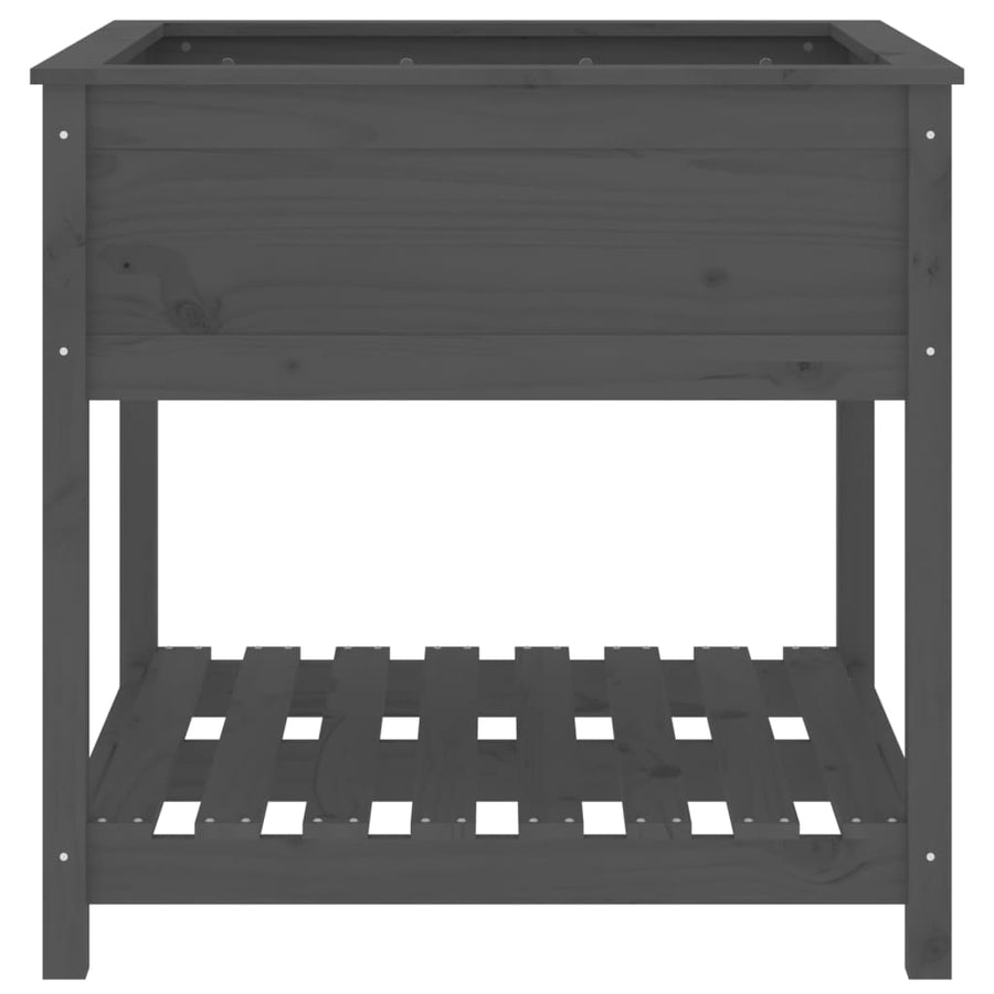Planter with Shelf Grey 82.5x82.5x81 cm Solid Wood Pine