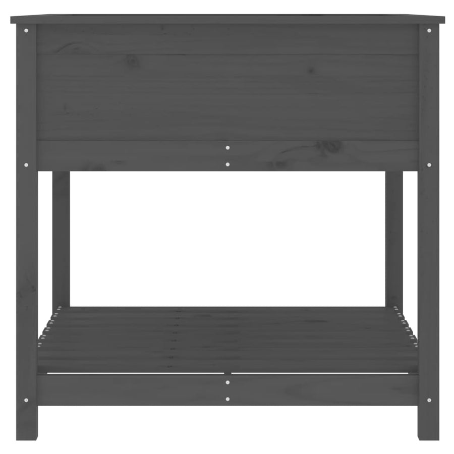 Planter with Shelf Grey 82.5x82.5x81 cm Solid Wood Pine