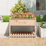 Planter with Shelf 111.5x111.5x81 cm Solid Wood Pine - Side View