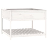 Planter with Shelf White 111.5x111.5x81 cm Solid Wood Pine - Front View