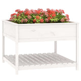 Planter with Shelf White 111.5x111.5x81 cm Solid Wood Pine - Top-Down View