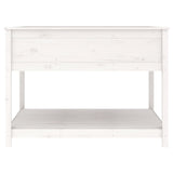 Planter with Shelf White 111.5x111.5x81 cm Solid Wood Pine - Rear View