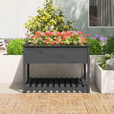 Planter with Shelf Grey 111.5x111.5x81 cm Solid Wood Pine - Side View