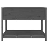 Planter with Shelf Grey 111.5x111.5x81 cm Solid Wood Pine - Rear View