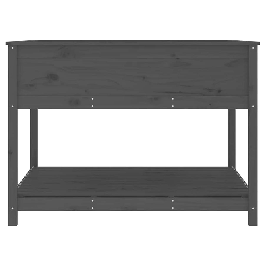 Planter with Shelf Grey 111.5x111.5x81 cm Solid Wood Pine