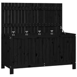 Garden Storage Box Black 121x55x64 cm Solid Wood Pine - Front View