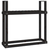 Firewood Rack Black 110x35x108.5 cm Solid Wood Pine - Front View