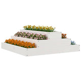 Planter White 80x80x27 cm Solid Wood Pine - Side View