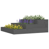 Planter Grey 78x78x27 cm Solid Wood Pine - Side View