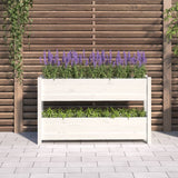 Planter White 112x25x66 cm Solid Wood Pine - Side View