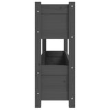 Planter Grey 112x25x66 cm Solid Wood Pine - Rear View