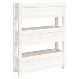 Planter White 77x25x104.5 cm Solid Wood Pine - Front View