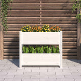 Planter White 77x25x66 cm Solid Wood Pine - Side View