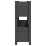 Planter Grey 77x25x66 cm Solid Wood Pine - Rear View