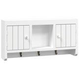 Key Cabinet White 40x8.5x20 cm Engineered Wood&Steel - Front View