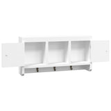 Key Cabinet White 40x8.5x20 cm Engineered Wood&Steel - Rear View