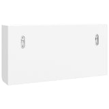 Key Cabinet White 40x8.5x20 cm Engineered Wood&Steel - Low Angle