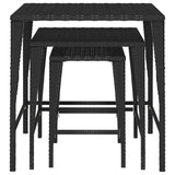 Nesting Tables 3 pcs Black Poly Rattan - Side View