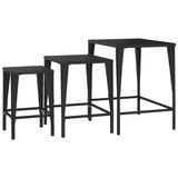 Nesting Tables 3 pcs Black Poly Rattan - Top-Down View