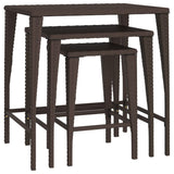 Nesting Tables 3 pcs Brown Poly Rattan - Front View