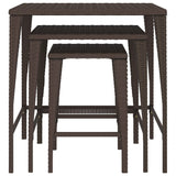 Nesting Tables 3 pcs Brown Poly Rattan - Side View