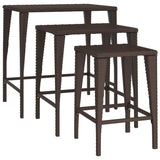 Nesting Tables 3 pcs Brown Poly Rattan - 45-Degree Angle