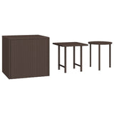 Side Tables 3 pcs Brown Poly Rattan - Front View