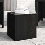 Side Table Black 40x37x40.5 cm Poly Rattan and Tempered Glass