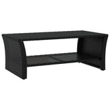 Coffee Table Black 100x50x40 cm Poly Rattan - Front View