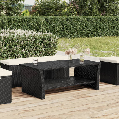 Coffee Table Black 100x50x40 cm Poly Rattan