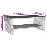 Coffee Table Grey 100x50x40 cm Poly Rattan - Rear View
