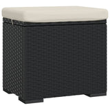 Ottoman with Cushion Black 40x30x40 cm Poly Rattan - Front View