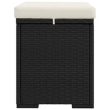 Ottoman with Cushion Black 40x30x40 cm Poly Rattan