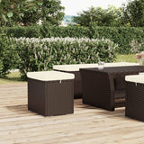 Ottoman with Cushion Brown 40x30x40 cm Poly Rattan